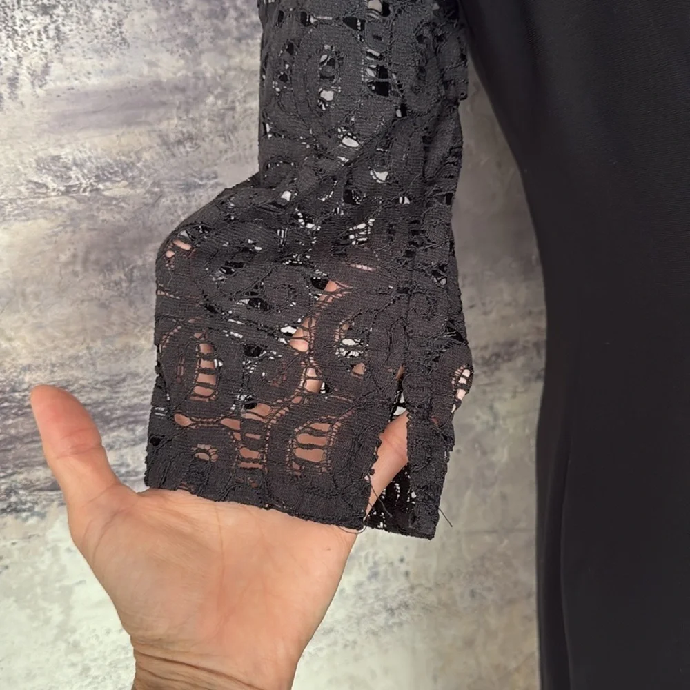 Anne Klein 3/4 Sleeve Black Lace Dress Size 10